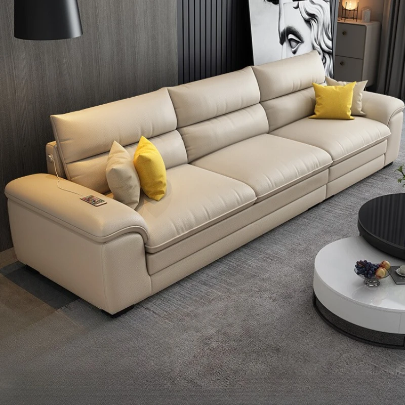 

Leather sofa first layer cowhide modern simple light luxury living room 2025 new small apartment three-person leather sofa