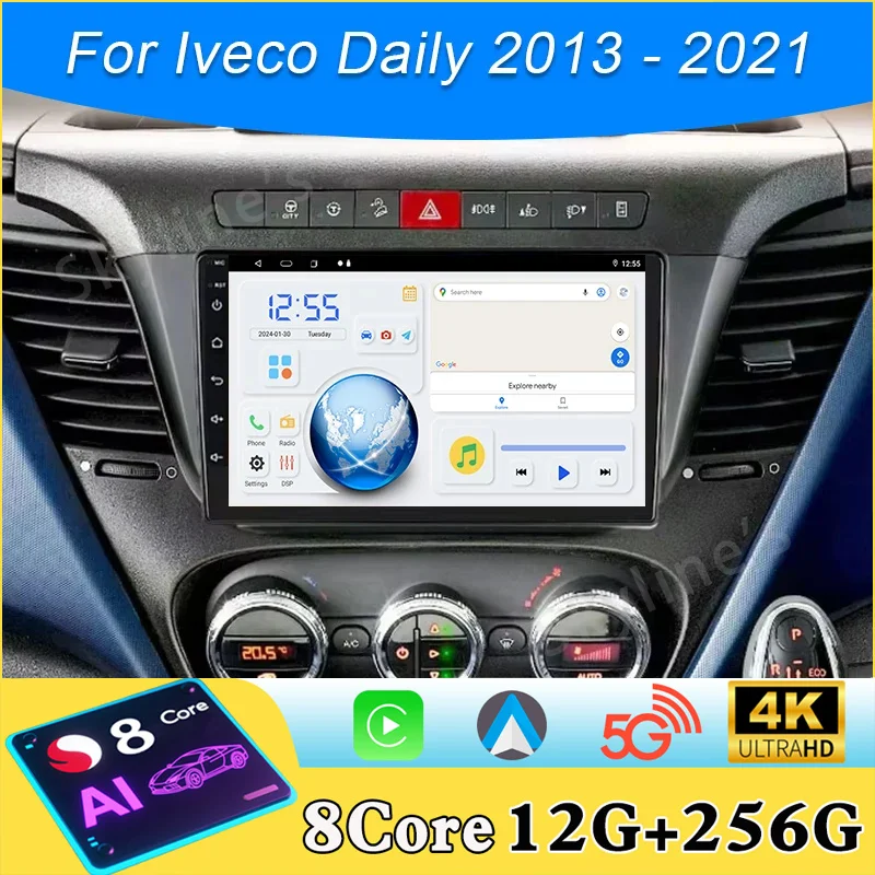 Android 16 WIFI+4G 360 Camera Carplay Auto For Iveco Daily 2013 2014 2015 2016 2017- 2021 Car Radio Multimedia Player GPS Stereo