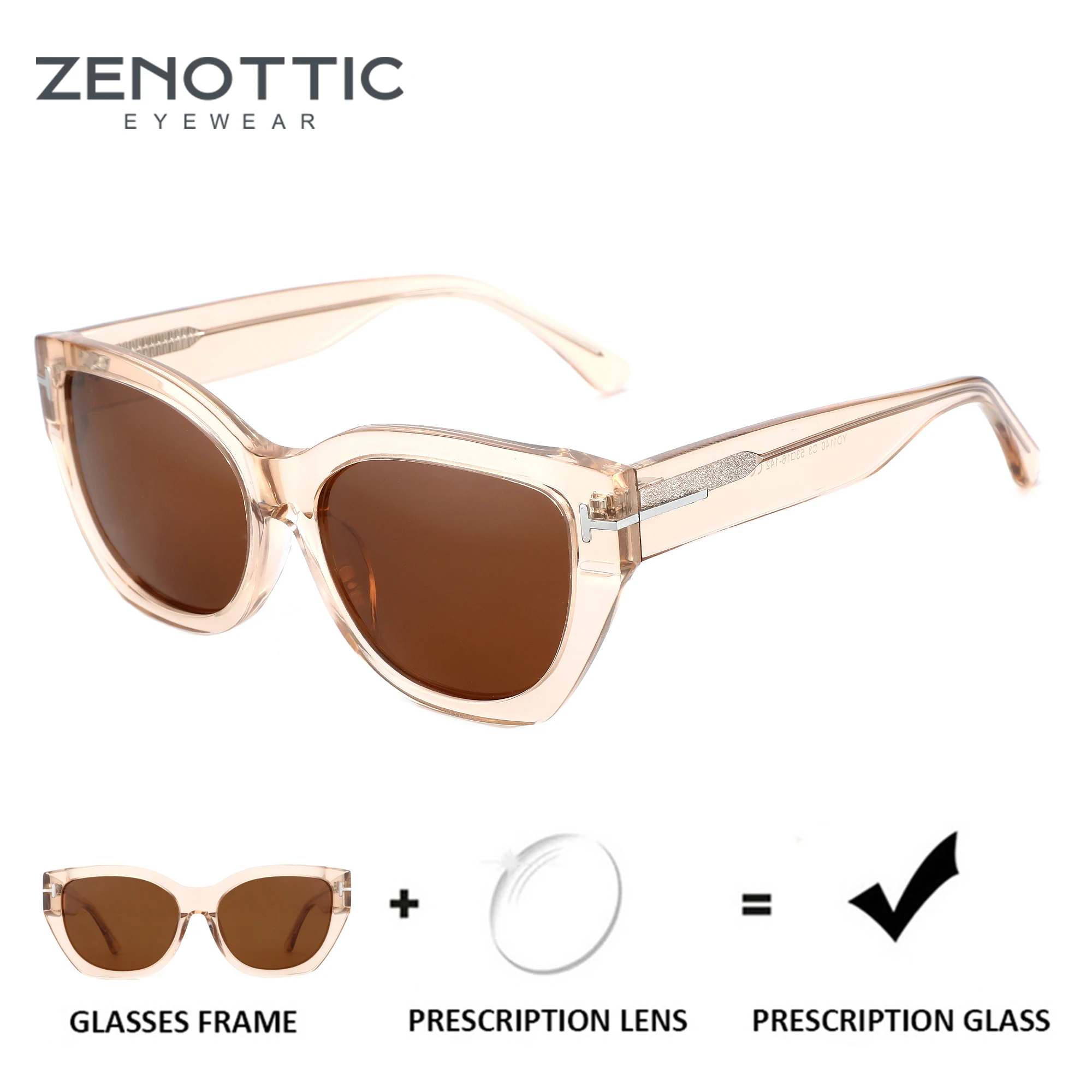 

ZENOTTIC 2024 Retro Cat Eye Prescription Sunglasses Women High-quality Acetate Shade Myopia/Hyperopia/Progressive Sun Glasses