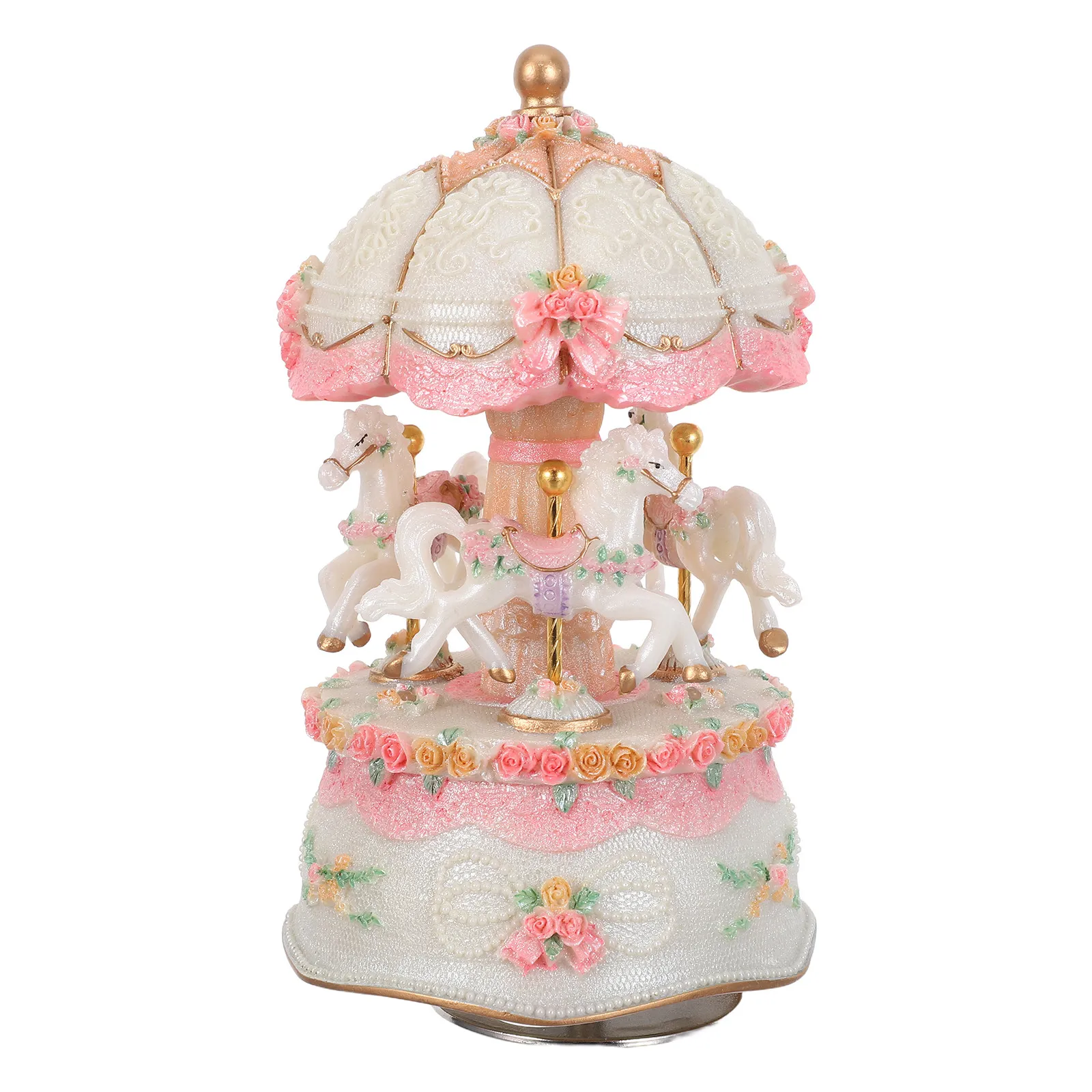 Carousel Horse Music Box 3-Horse Vintage Rotating Merry-Go-Round Colorful LED Lights Christmas Birthday Table Centerpiece Gift