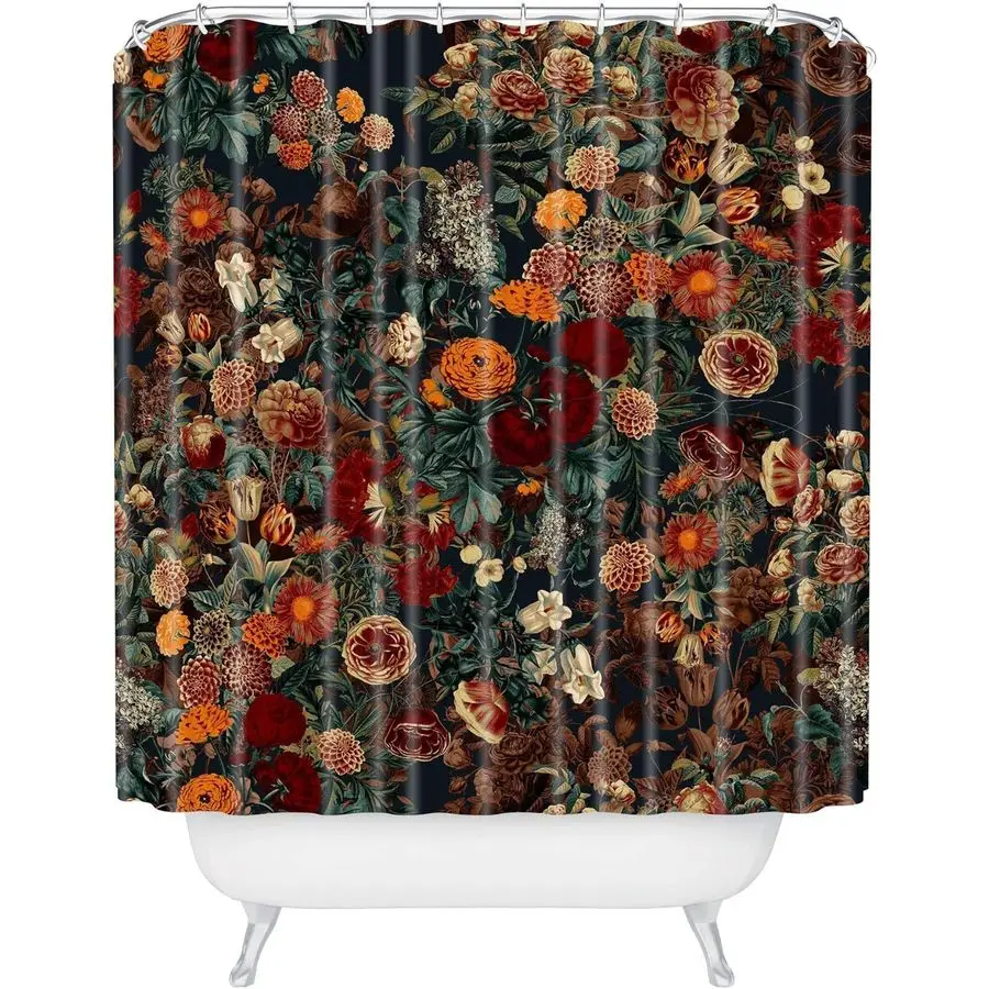 

Shower Curtain Bathroom Decor by Burcu Korkmazyurek Extra Long Fabric Shower Curtains for Bathroom, 71 x 74, Exotic GardenNight