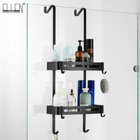 Black Hanging Bath Shelves Bathroom Shelf Organizer Nail-free Shampoo Holder Storage Shelf Rack Bathroom Basket Holder EL5018