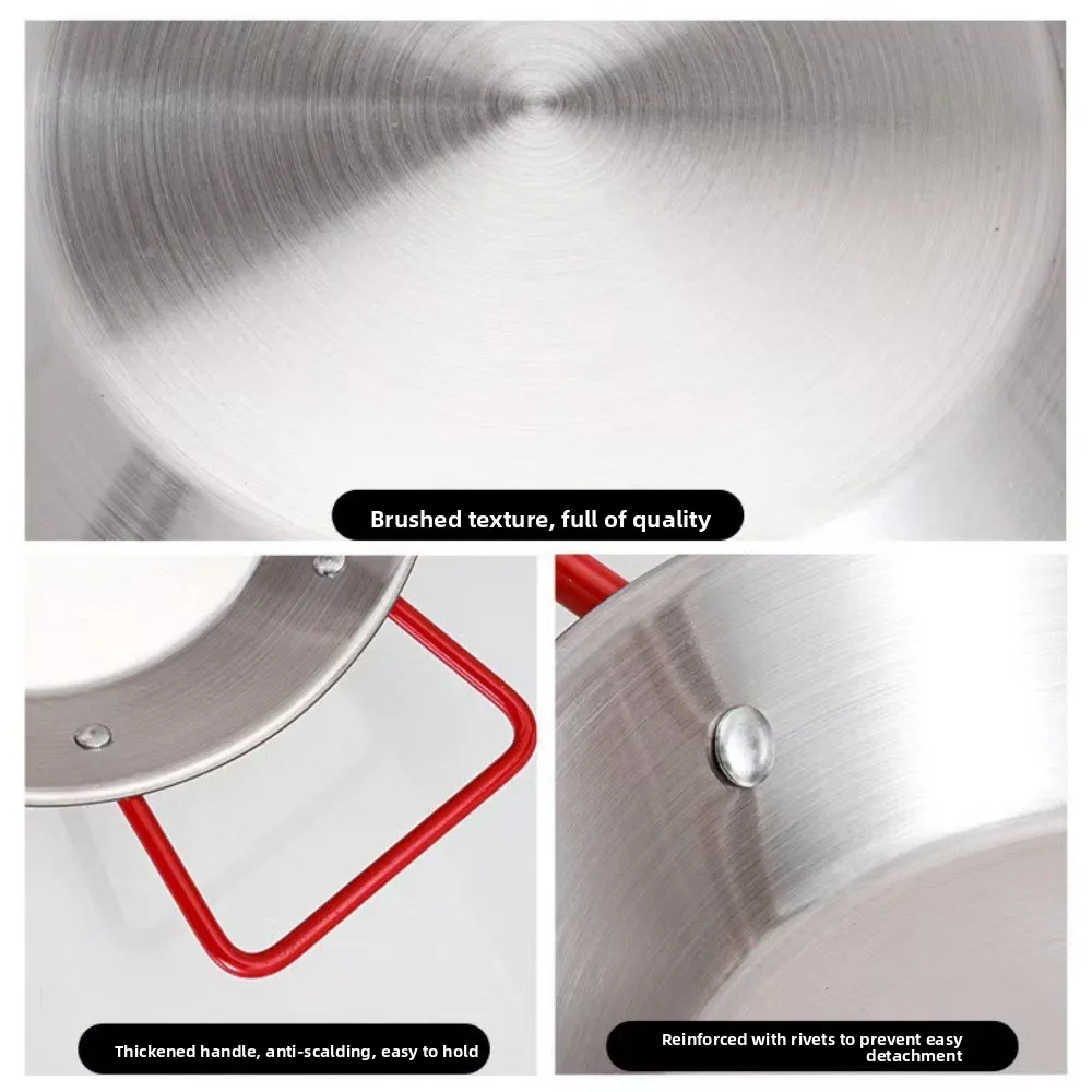 

Non Stick Stainless Seafood Plate Saucepan Container Seafood Frying Pot Salad Plate Cooking Tools Double Handle Pan Cookware