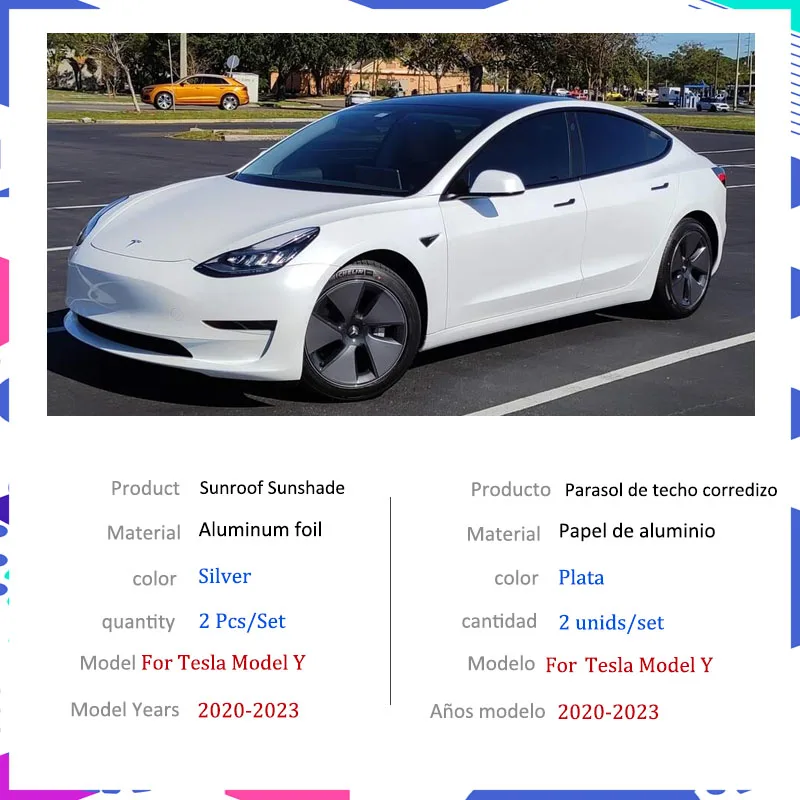 2x per Tesla Model Y 2023 2022 2021 2020 tetto apribile per Auto parasole parabrezza tetto protezione solare isolamento termico accessori Auto