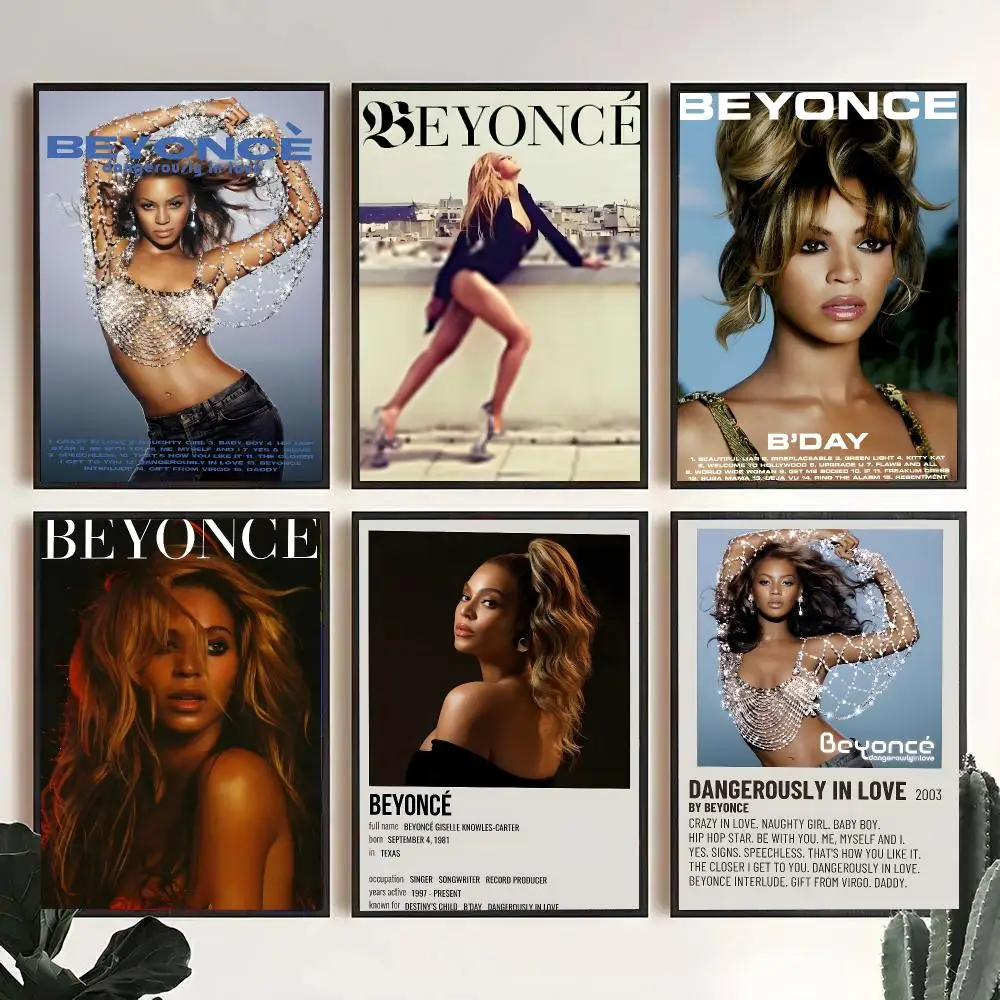 B-Beyonce Singer Poster Decorative Wall Art Stickers Mural For Home Living Room Hallway Decor Gift