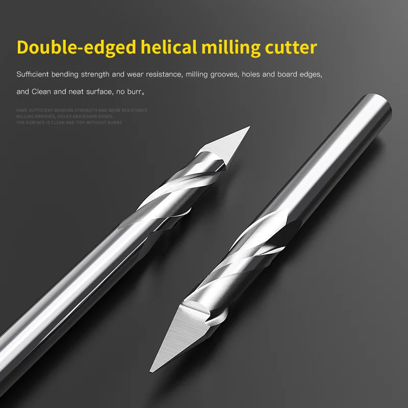 LIDIAO 3D Spiral Engraving Bit CNC Router Bit 3.175mm Shank V Shape Carving Bits 2 Flute Milling Cutter Woodworking Tools