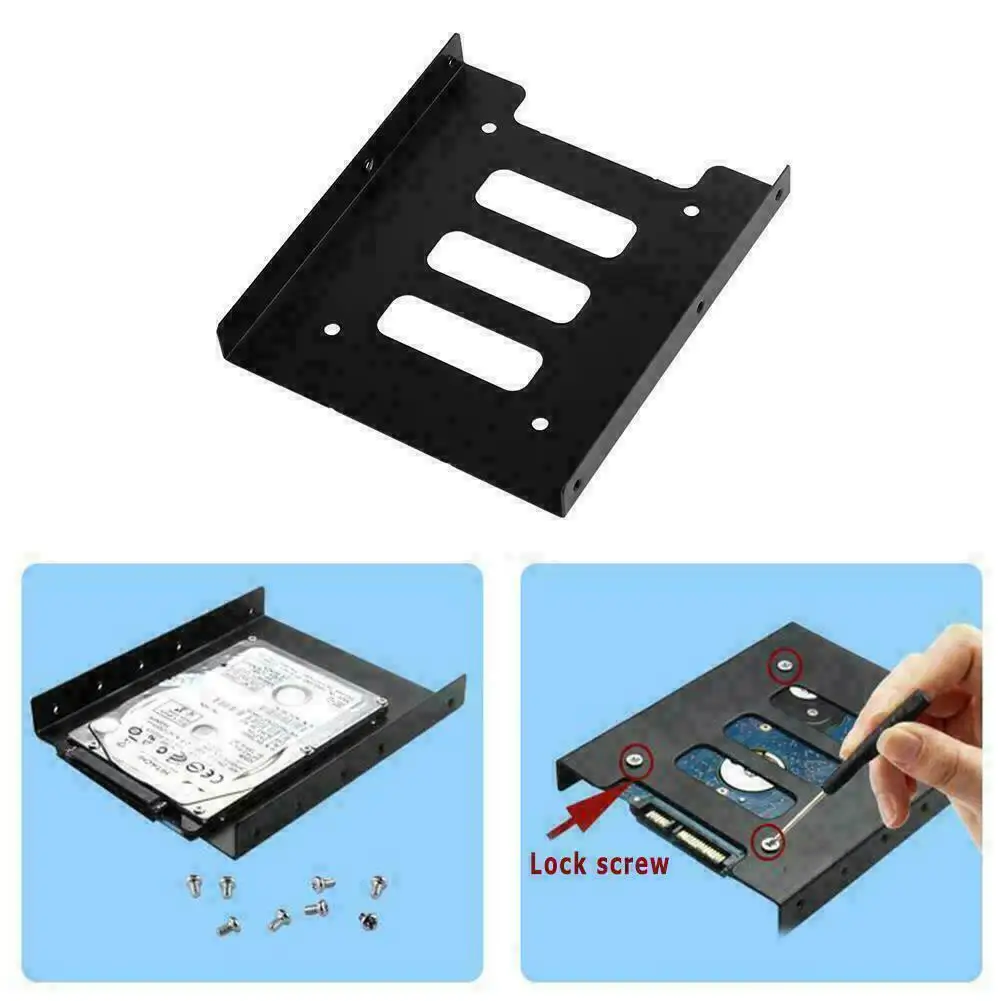 Bandeja de Metal para disco duro SSD de 2,5 pulgadas a 3,5 pulgadas, soporte adaptador de montaje de Metal, piezas para portátil, accesorios