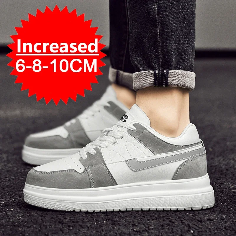 New Men's Leather Casual Height-enhancing Shoes Men's 10CM Height-enhancing Shoes Thick Sole Comfortable Sports and Casual Shoes