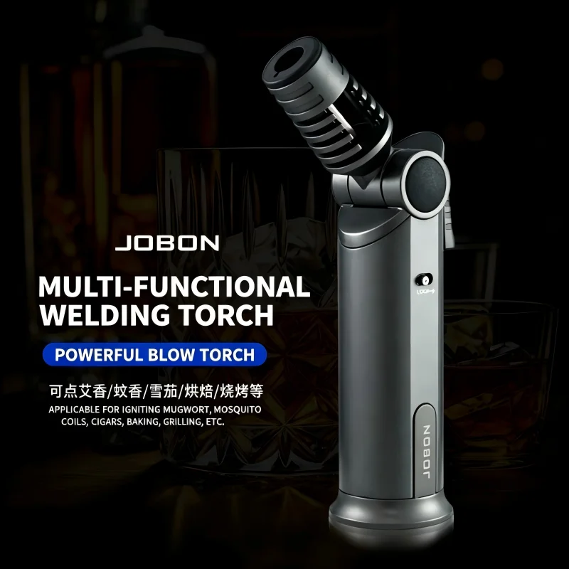 JOBON Strong Blue Flame Lighter 360° Inverted Ignition Rotatable Nozzle Safety Lock Design Inflatable Lighters
