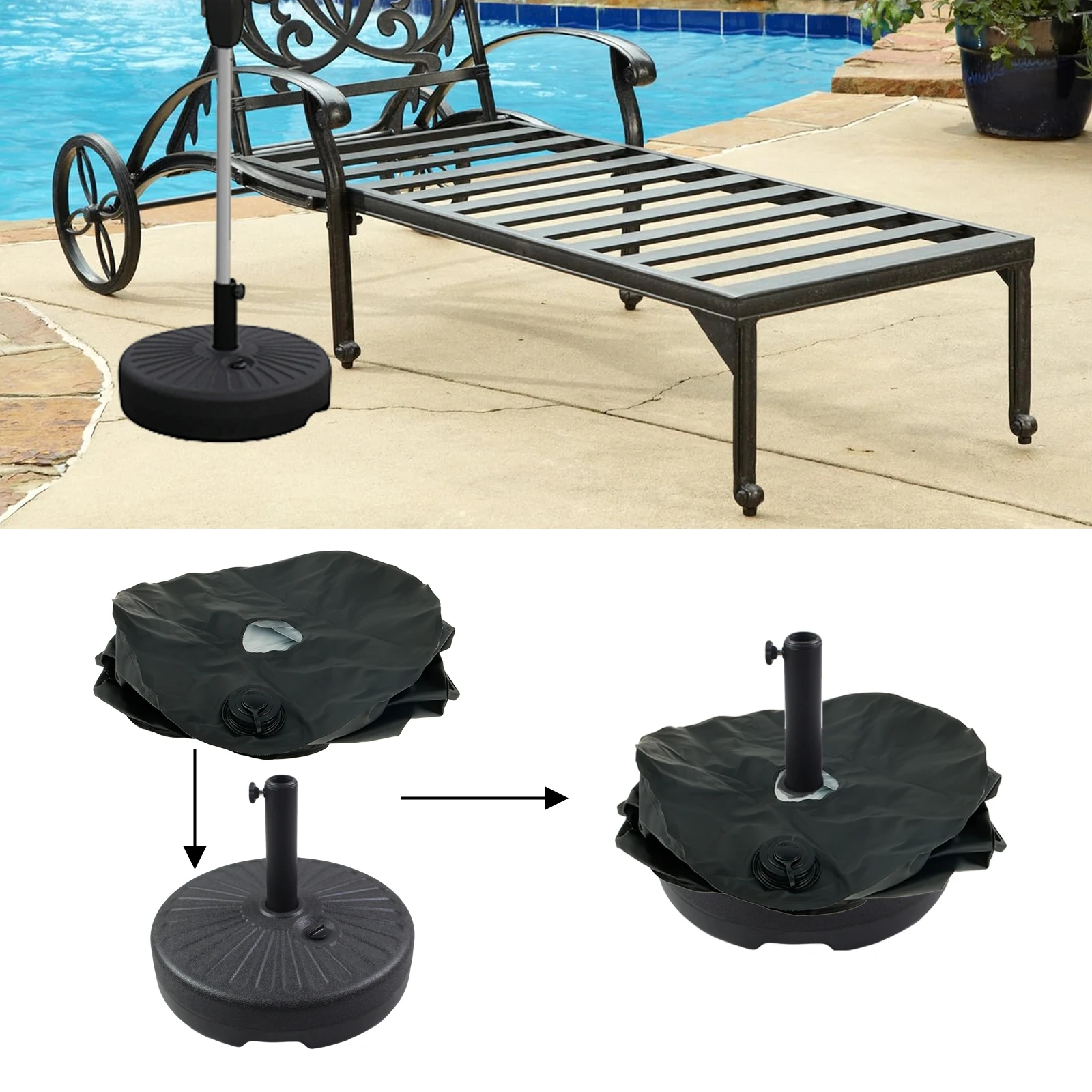 20L/40L Umbrella Base Weight Bag 1000D Sandbag with Handle Weatherproof Parasol Durable Parasol Base for Less Than 8cm Diameter