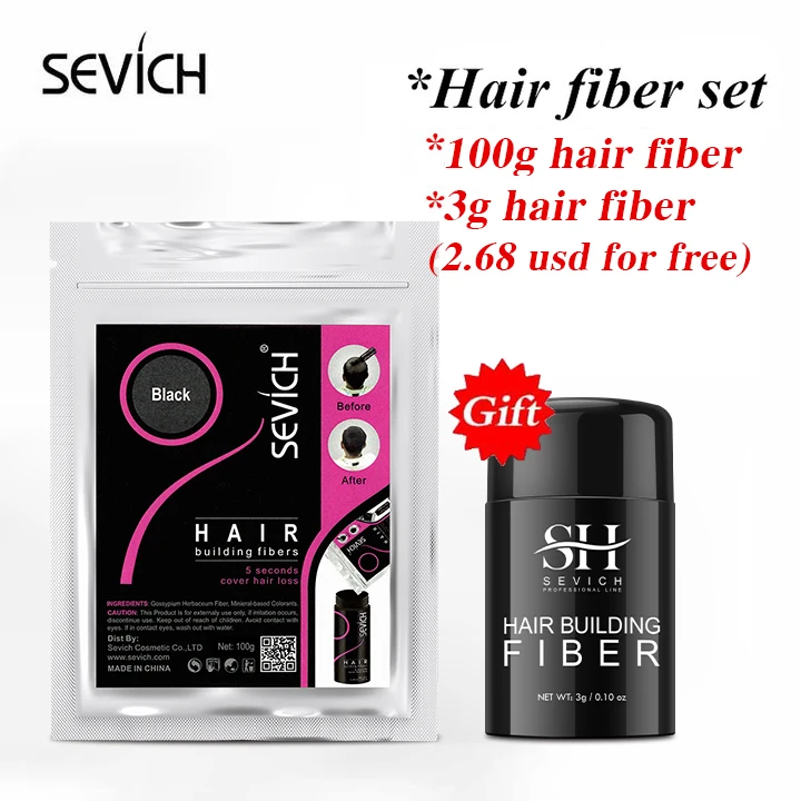 Sevich 100g Hair Fibers gift Keratin Hair Building Fiber Powder Refill Hair Growth Fiber Hairline Black Brown Hair Loss Products