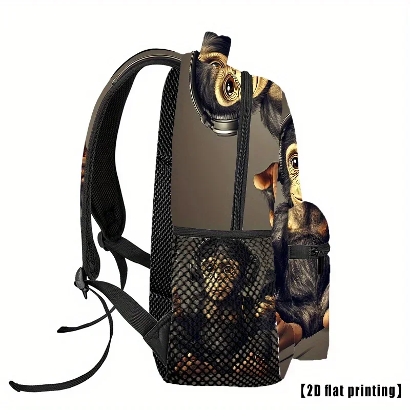Custom Bag Hip Hop Monkey 2D Flat Print Backpack - Lightweight, Adjustable Strap, Zipper Closure, Polyester Lining, Casual Style