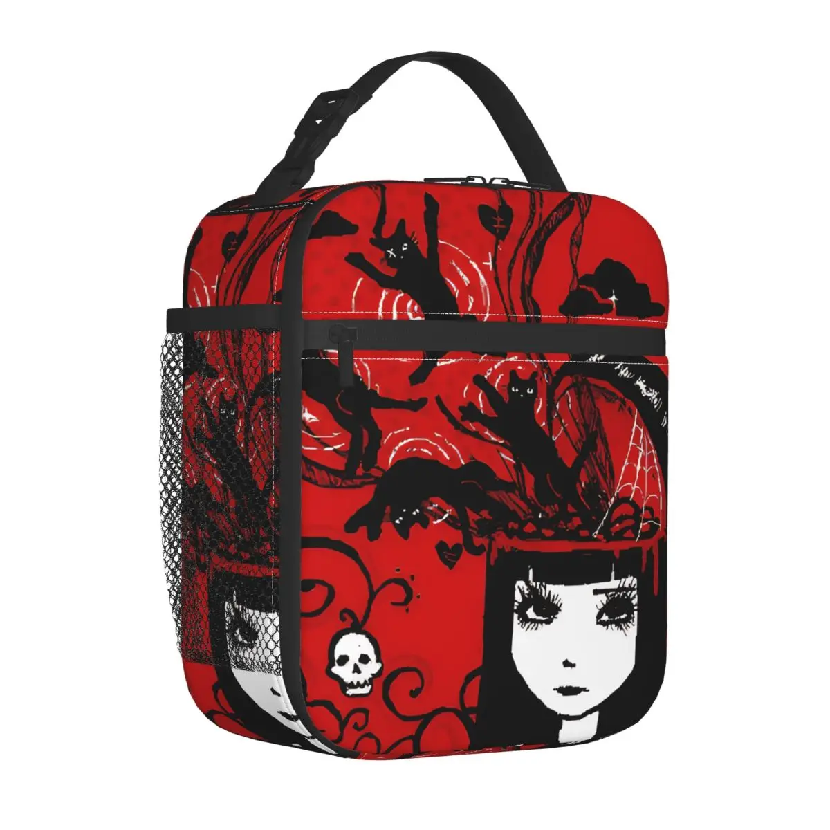 E-Emily The Strange Insulated Lunch Bags Thermal Bag  Meal Container Comic High Capacity Tote Lunch Box Girl Boy Work Travel