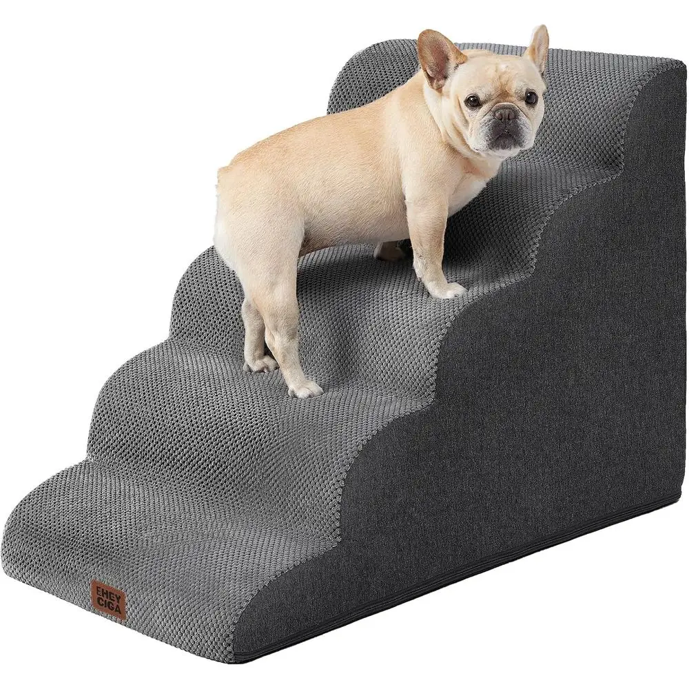 

Изогнутая рампа для лестницы для высоких кроватей, 5-ступенчатые очень широкие ступеньки для собак для маленьких собак и кошек, лестницы для домашних животных для восхождения на высокой кровати, нет