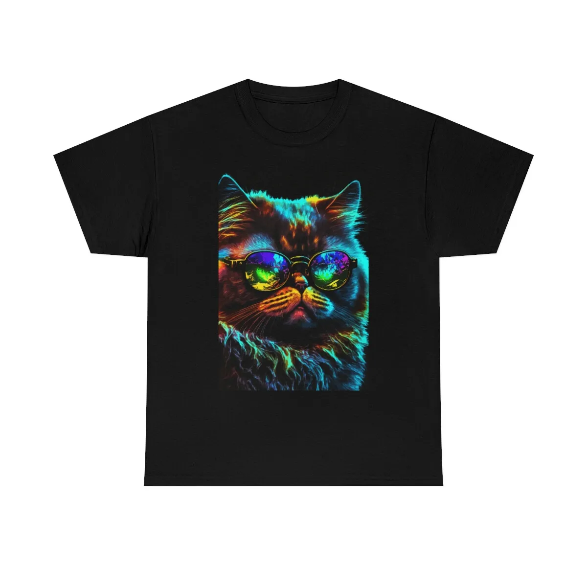 Persian Cat Wearing Sunglasses Tshirt  Men or Women  Unisex Heavy Cotton Tee