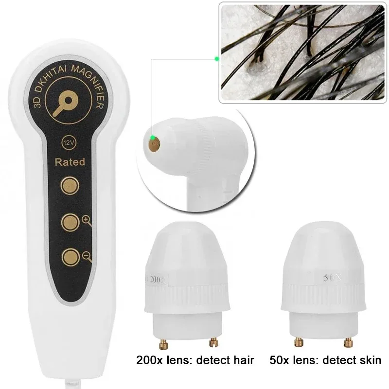 50x/200x folículo capilar couro cabeludo analisador de pele detecção ampliação microscópio lcd digital dermatoscópio couro cabeludo detector de cabelo testador