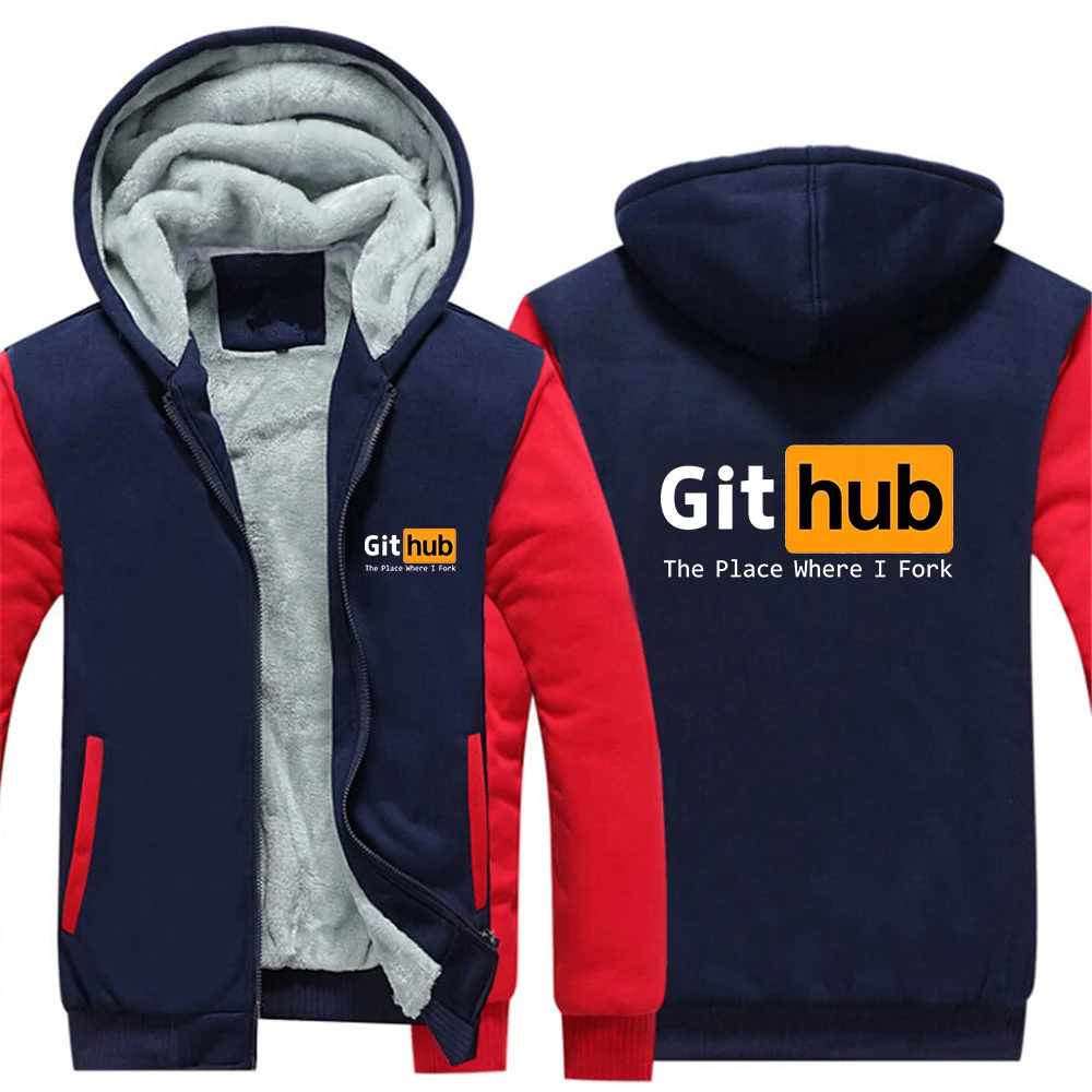 2026 Autumn And Winter Constant Temperature Comfort Men's Hoodies Github The Place Where I Fork Logo Print Coat Jacket