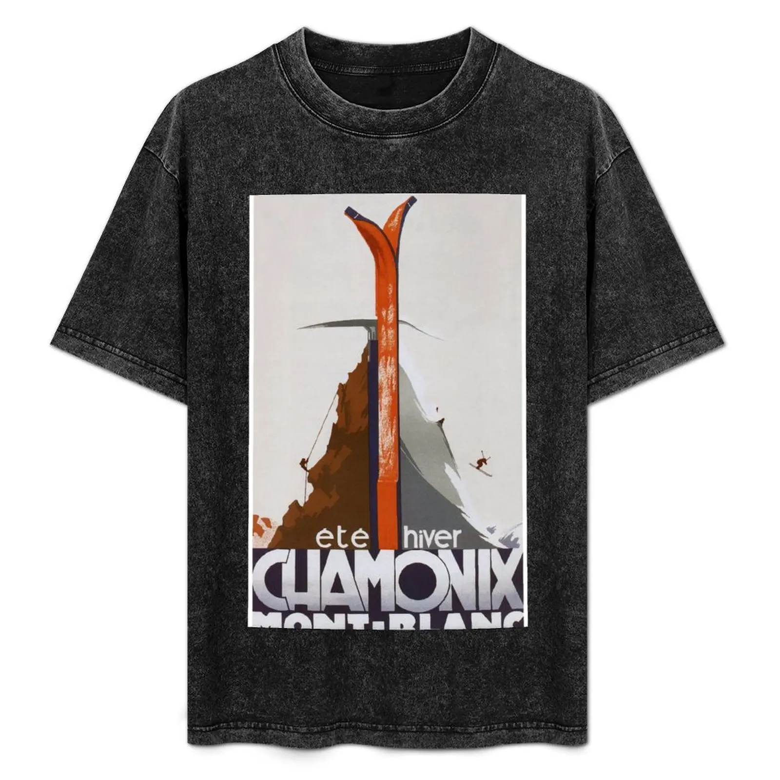 

Chamonix, Mont Blanc, France, Vintage Ski Poster T-Shirt Short sleeve tee sports fans funny shirt cotton mens tall t shirts