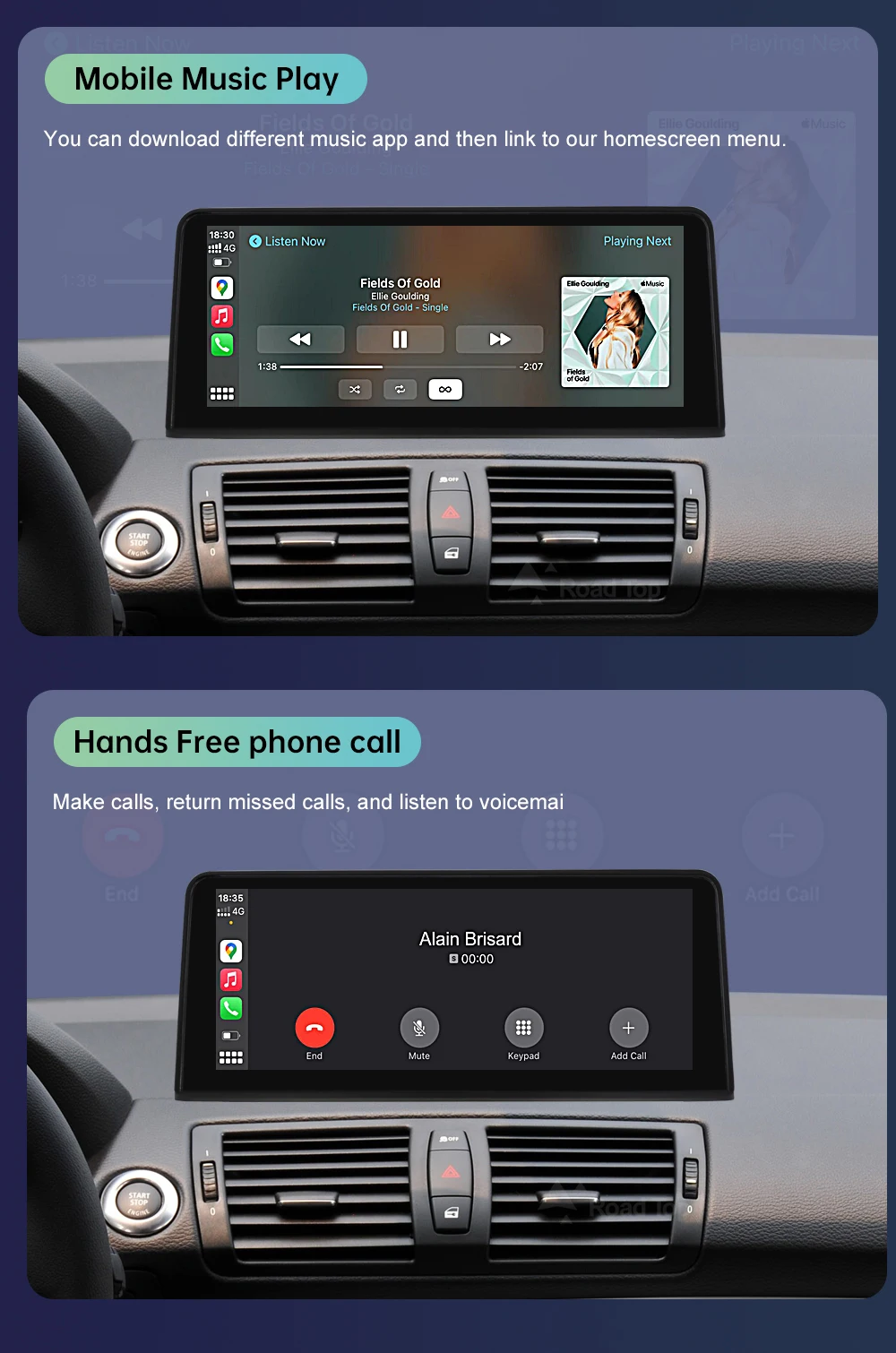 Drahtlose CarPlay Android Auto Auto Multimedia Bildschirm Für BMW 1er E81 E82 E87 E88 CCC CIC System Touch Display Auto Radio – Detail 12