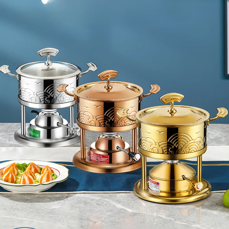 

Stainless steel inflatable small hot pot, one person, one pot, high-end household small gas stove