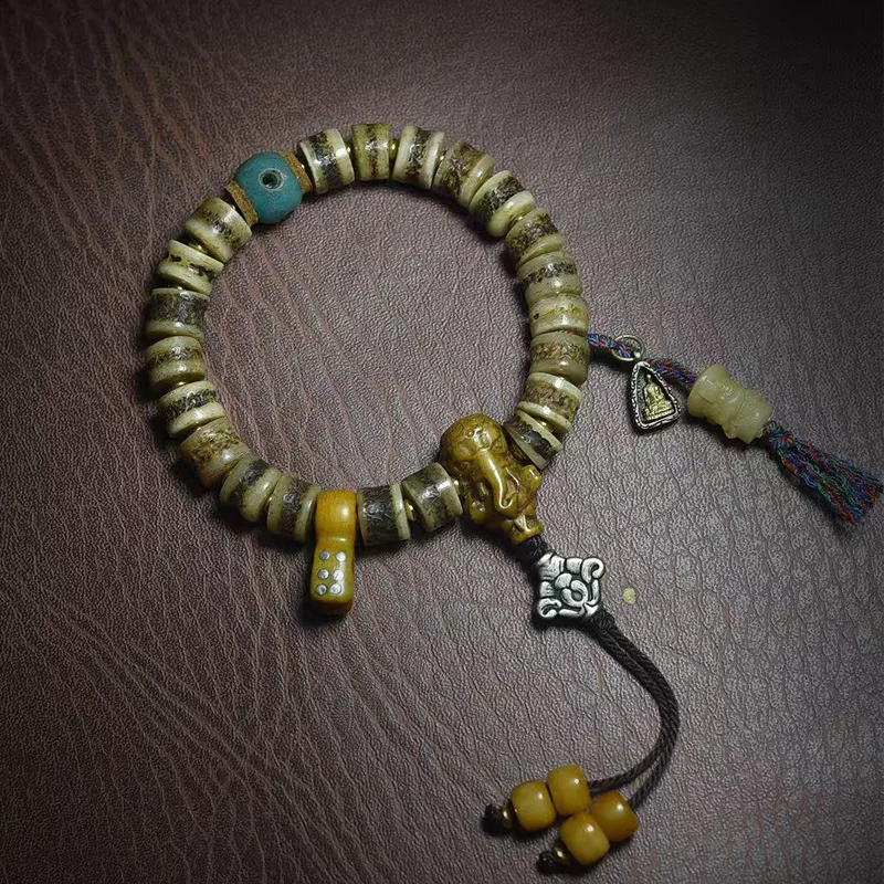 Backflow Old Materials Beads Crafts Single-Wrap Yak Bone Corpse Tuolin Agate Accessories Bracelet