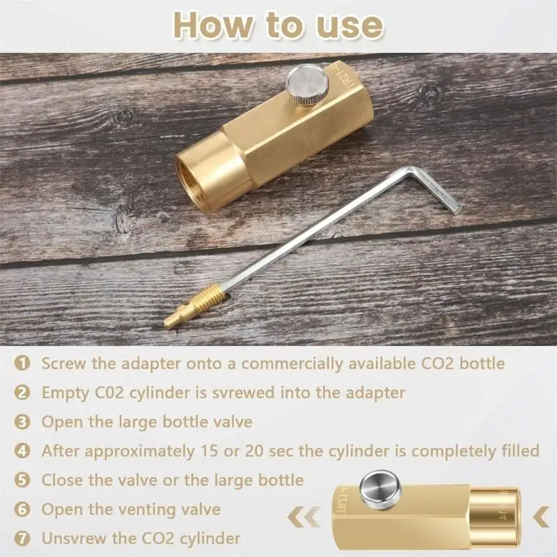 J1HF CO2 Refill Pack Adapter Brass Homebrew Connection Accessory for CO2 Sodas Stream Tanks Filler Tr21-4 to W21.8-14