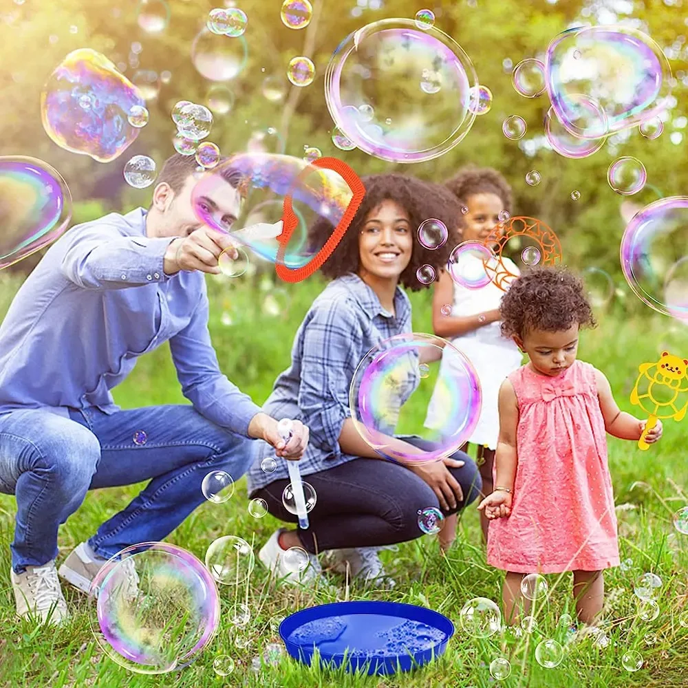 Children Big Bubbles Wand Kit Fancy Bubble Circle Props Multi Shaped Bubble Ring Outdoor Kids Fun Toys Family Interactive Toys