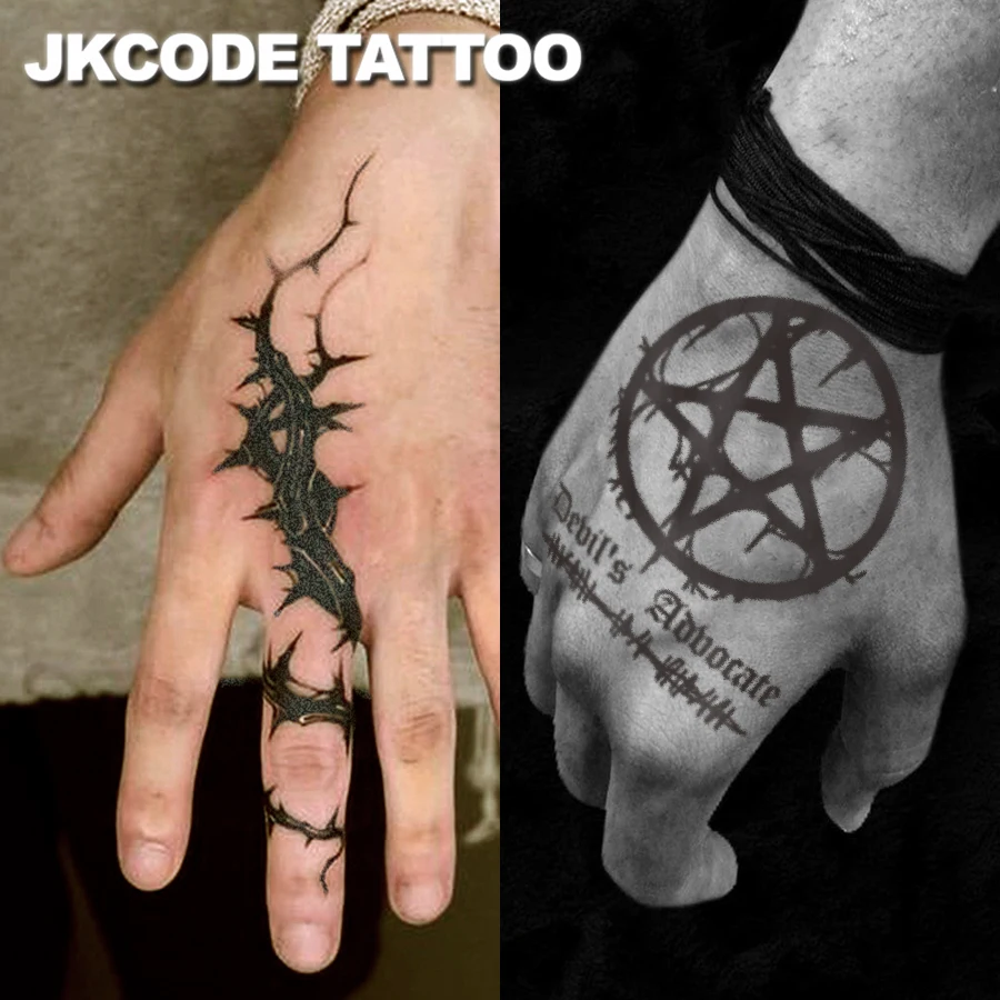 Dornen und Sterne Wasserdichtes Halloween-Tattoo, Dunkler Gothic-Stil Temporäre Tattoos, Hält 1-2 Wochen, Tattoo für Männer