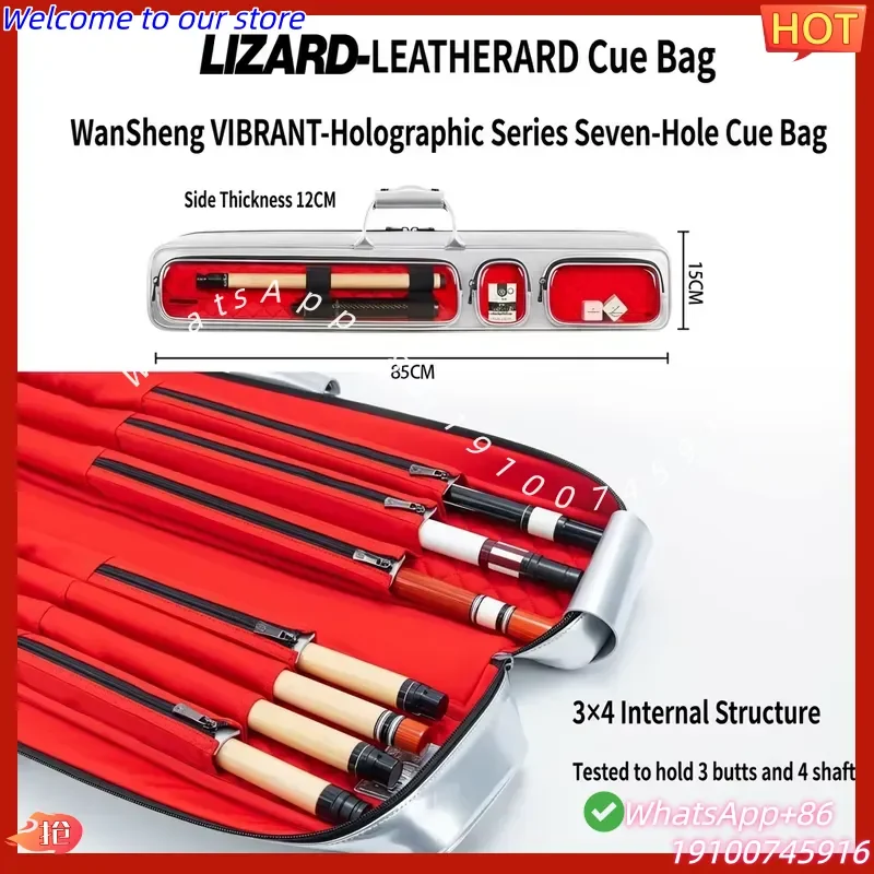 2026 For Holographic Series 3B4S Microfiber Transparent Protective 7-Hole Hard Billiard Pool Stick Bag 1/2 Rod Box for