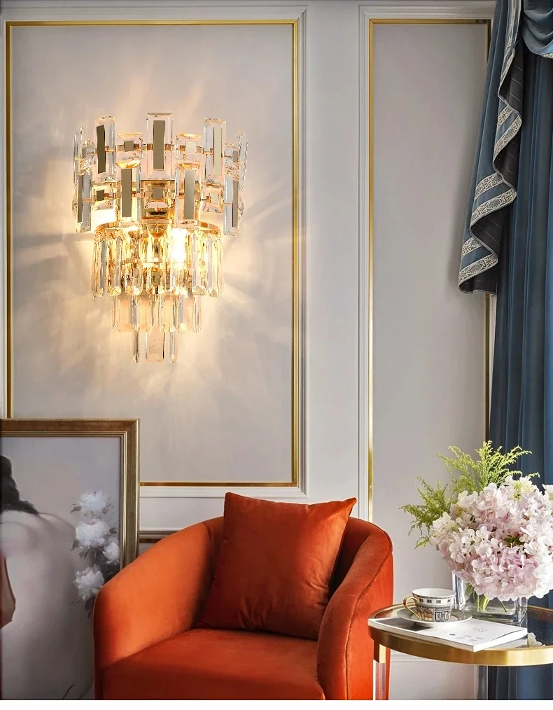 Led Crystal Wall Lamp For Bedroom Modern Home Decor Hallway Light Luxury Creative Design Bedside Wall Sconce Lighting Fixture