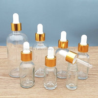 10pcs 5ml to 100ml clear Glass Dropper Bottle with golden Screw cap Essential oil vials with pipette Refillable Bottles