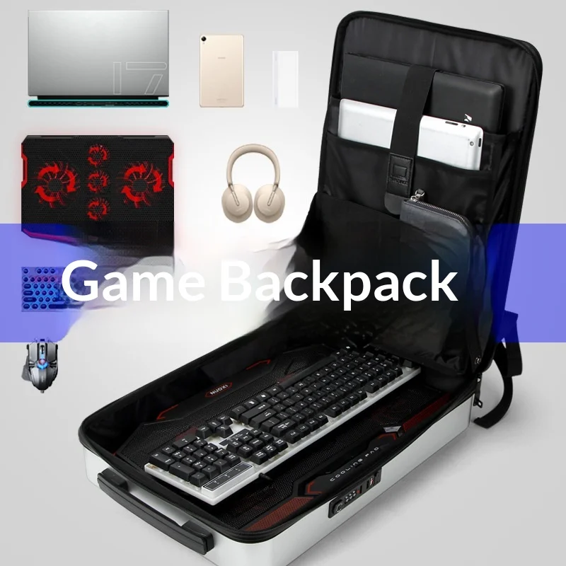 Hard Shell PC Gaming Backpack 15.6 17.3 Inch Laptop Bag With Password Lock For Men Travel Business Daily Use