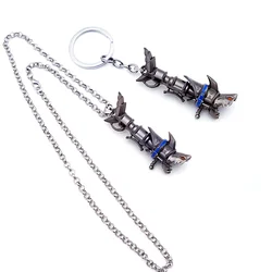 Cartoon  Anime Arcane LOL Pendant Keychain Jinx Fish Bones Rocket Launcher Metal keyring for Fans Arcane jewelry