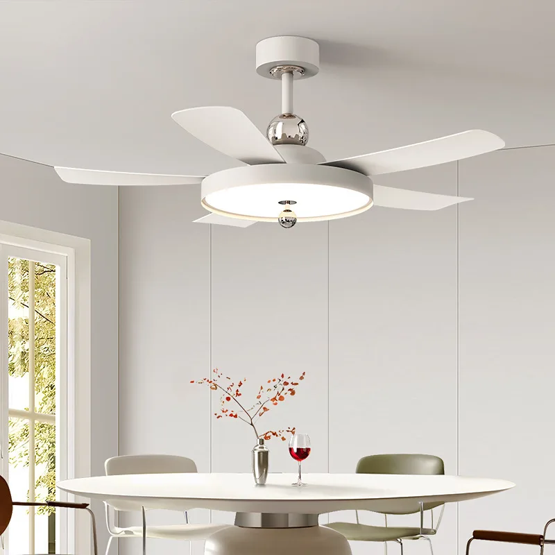 French Cream Style Ceiling Fan Lamp Living Dining Room Fan Pendant Light Simple and Stylish Home Use High-end Variable Frequency
