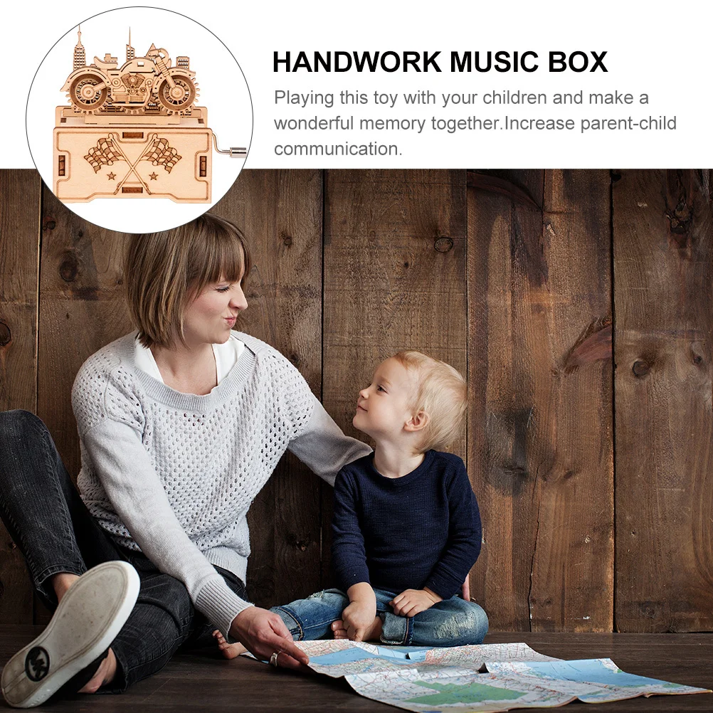 

1 Set Wooden Hand Crank Music Box Puzzle Diy Assembly For Kids Early Learning Jigsaw Music Box Wooden Puzzle Practical Gift