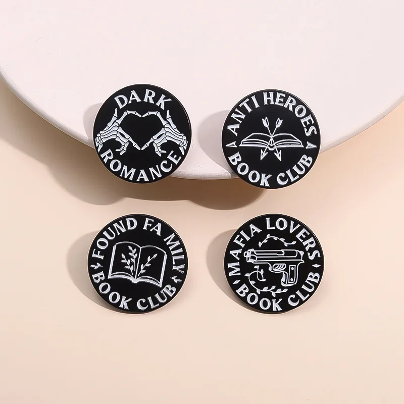 Dark Romance Skeleton Hand Enamel Pins Anti Heroes Book Clubs Brooch Lapel Badge Jewelry Gothic Halloween Gift For Bookworm ﻿