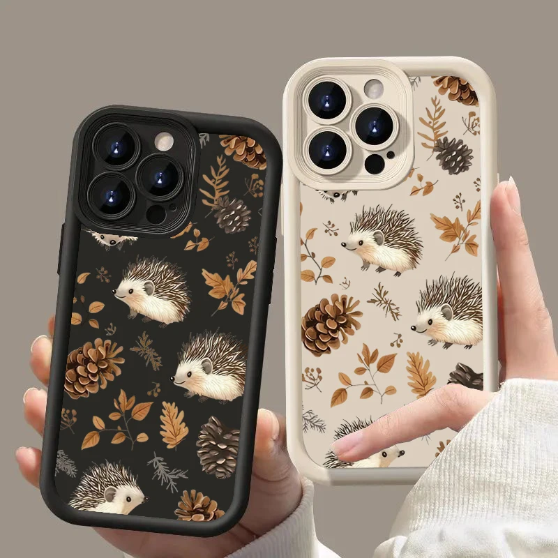 

tylish Trendy Cute Hedgehog Black Premium Soft Phone Case For iPhone 17 Pro Max 16 15 14 13 12 11 XS X XR 7 8 Plus 16E Air Cover