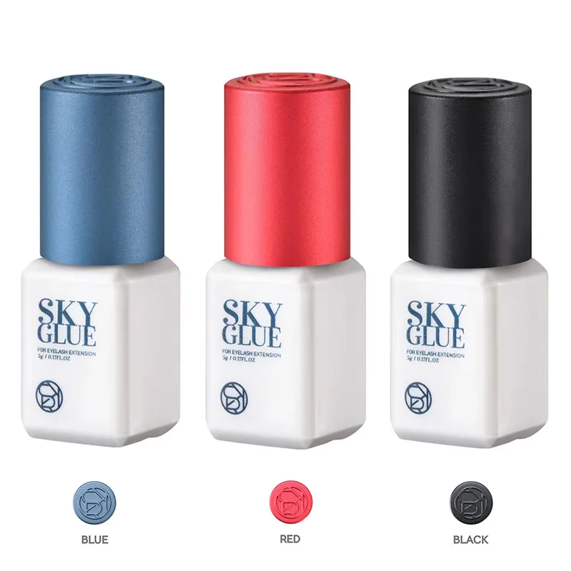 1 Bottle Sky S+ Glue Fake Eyelash Extensions Adhesive 5ml Red Cap Black Fast Dry 1s Beauty Shop Makeup Tools Professional Korea