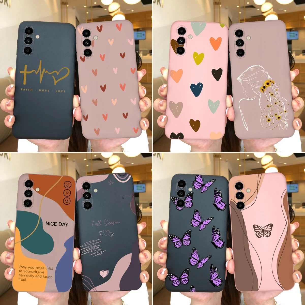 Coque For Samsung Galaxy A24 4G A34 5G Love Heart Phone Cover Soft Silicone Anti Fingerprint Case For Samsung A34 5G Fundas Capa