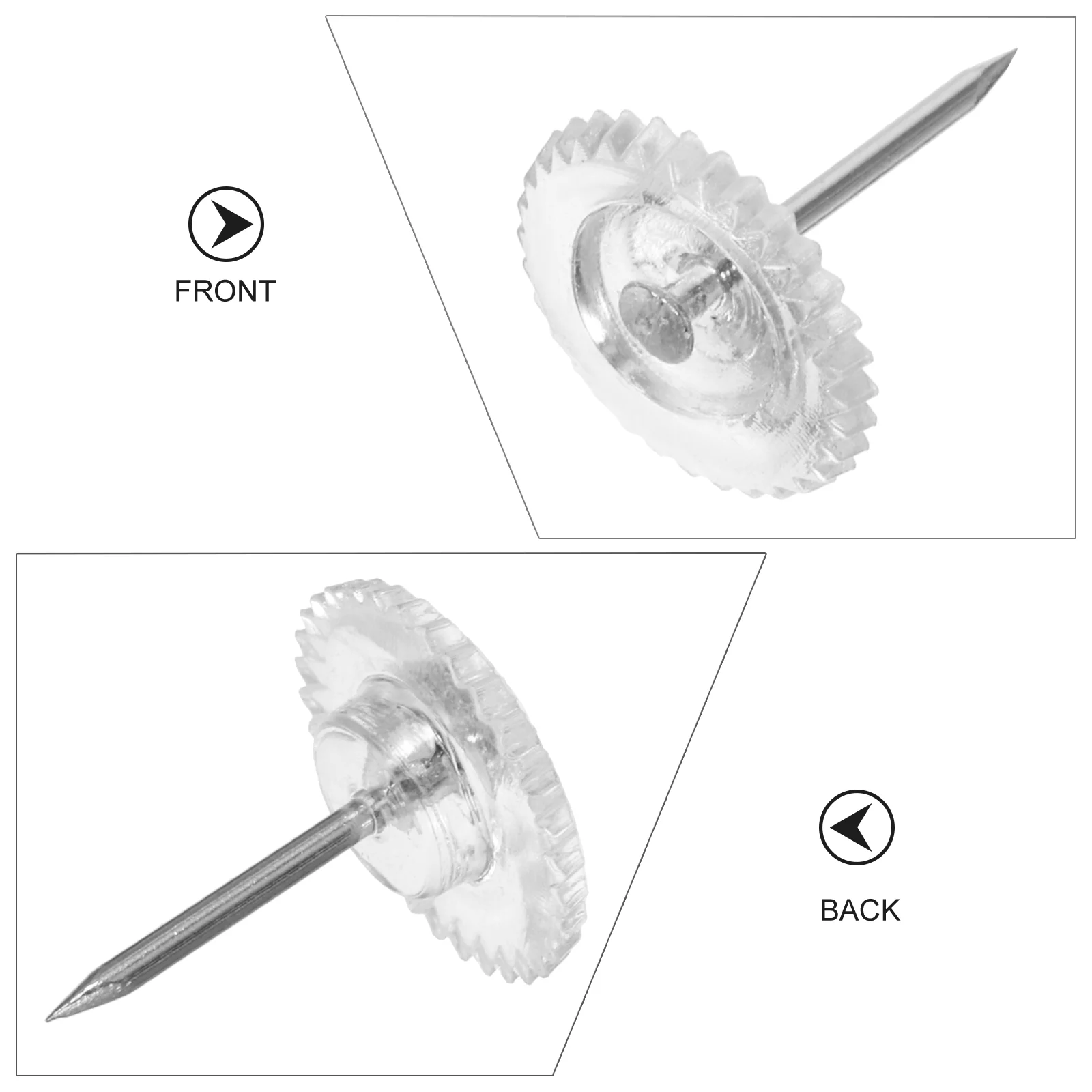 Chinchetas de plástico transparente para oficina, tachuelas decorativas para tablero de mensajes, mapa, Pin, parte superior plana, 100 piezas