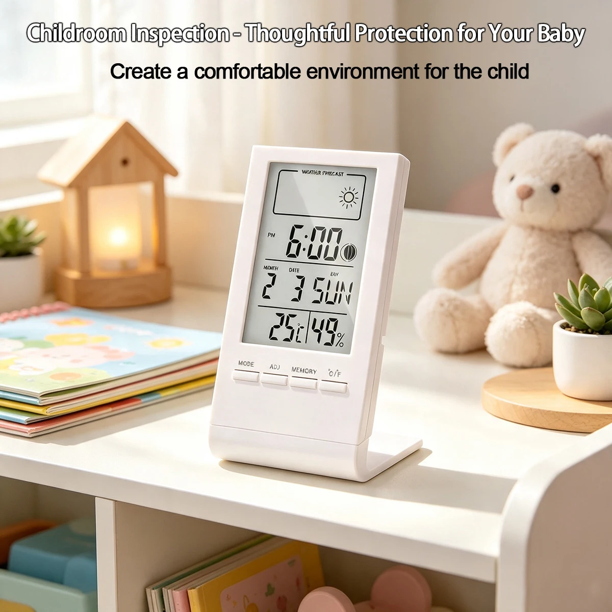 Digital Thermometer Hygrometer Indoor Temperature Humidity Monitor Weather Station Alarm Clock Calendar ℃/℉ Switch Home Office B