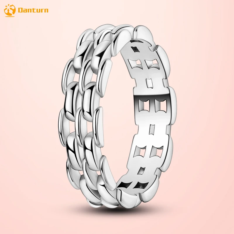 Danturn New 925 Sterling Silver Rings Distinctive Watch Chain Rings Niche for Women Fashion Jewelry Gift Engagement Rings