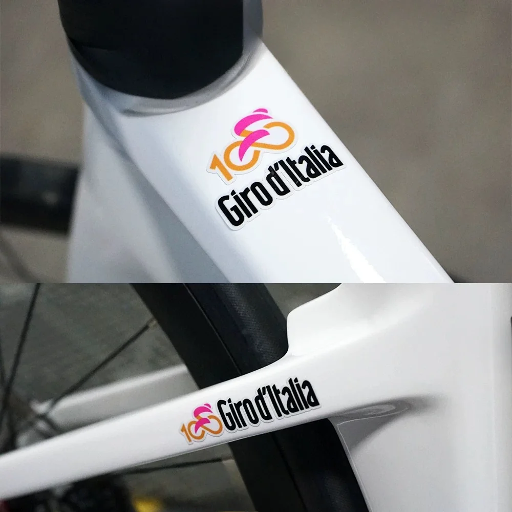 

2PCS/SET Giro d'Italia 105 Logo Vinyl Stickers, Pink/Orange/Black/White Waterproof Decals for Bike Car Laptop