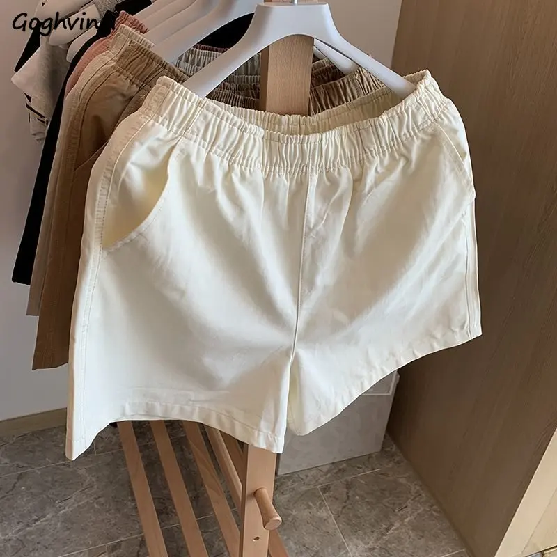 Sporty Shorts Women Elastic Waist Casual Loose Unisex Summer Fashion Solid Chic Streetwear Classic All-match Korean Style Ins