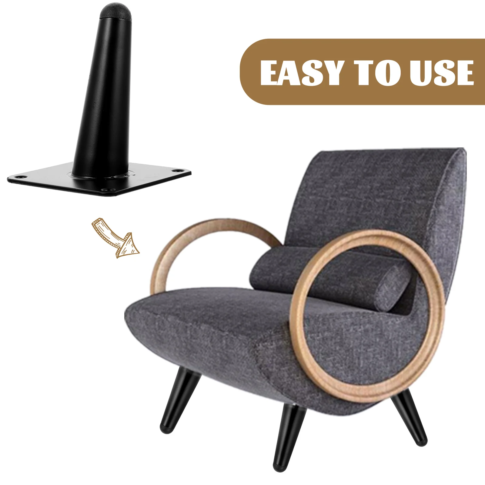 

4pcs Metal Furniture Legs Oblique Cone Sofa Feet Black Cabinet Feet For Couch Dresser Stand Bench Furniture Accessories