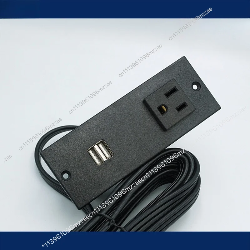 USB Embedded Office Desktop Socket American 15A Three-hole Power Bank Plug-in American Standard Electric Plug-in Board Wire Box