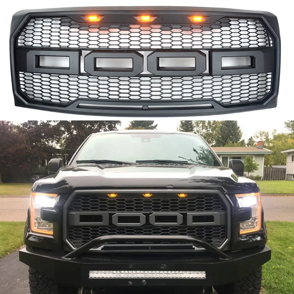 

Modified For Ford F150 Grill Raptor Style For F-150 2015 2016 2017 Racing Grills Front Bumper Grilles Grill Mesh