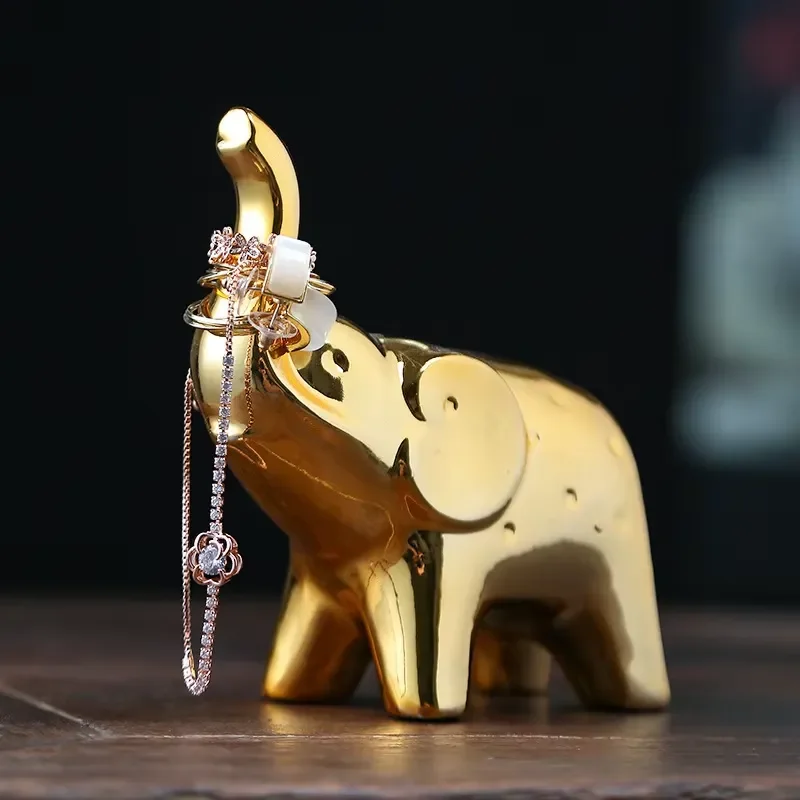 Decoration Ins Style Cross-border Ceramic Set Elephant Home Living Room Office Creative Electroplated Bedroom Children's Day