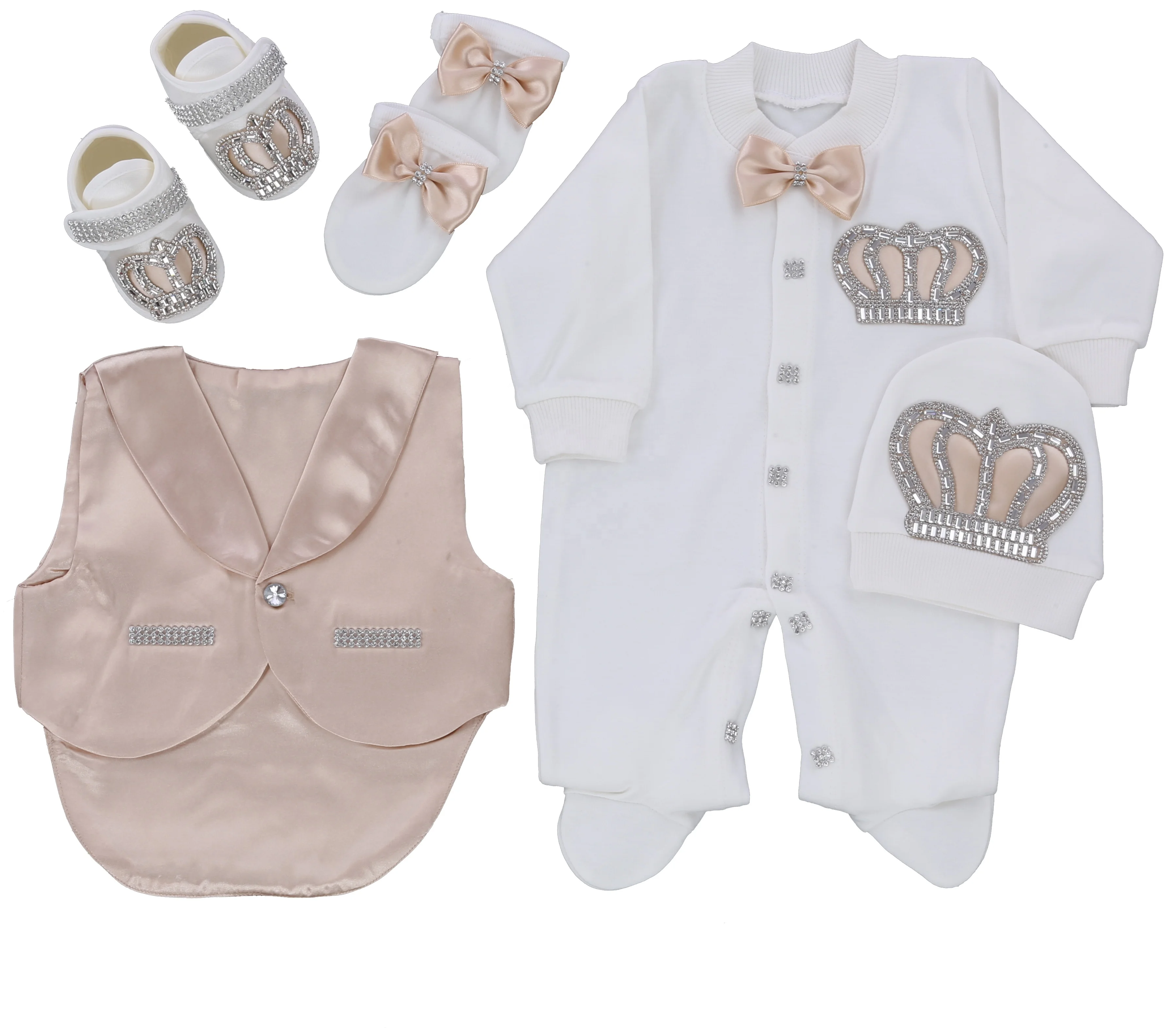 Dollblingwholesale Custom Newborn New Design Long Sleeve Bubble Romper 5 Pcs High Quality 100% Cotton Baby Romper Set Baby Ve