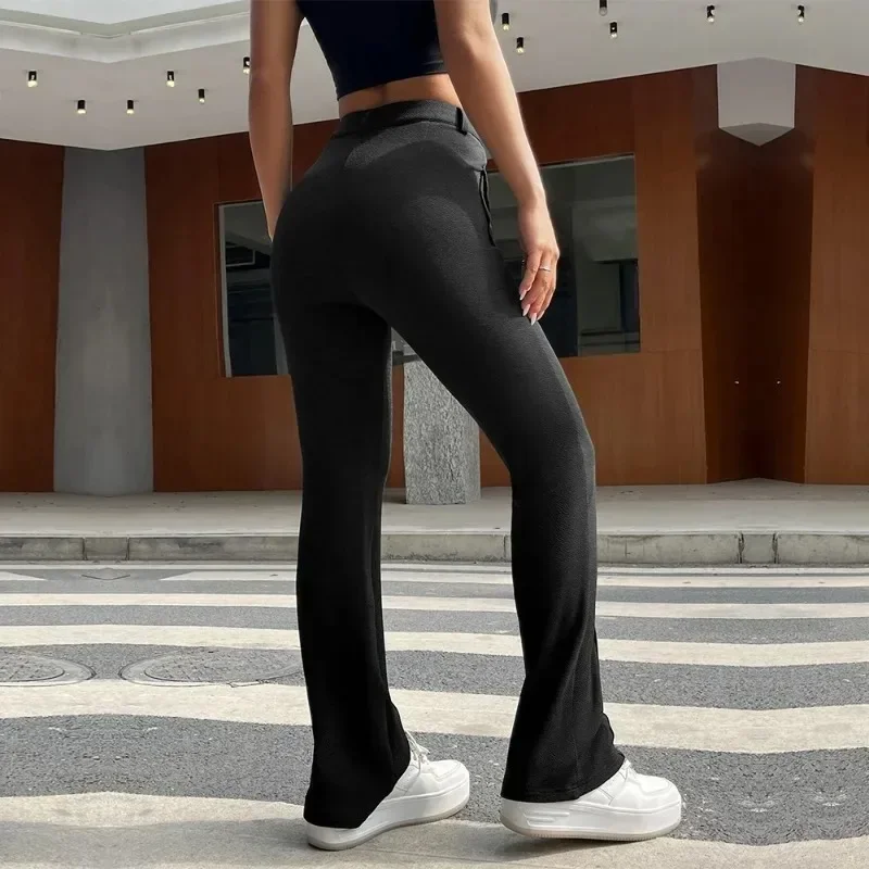 2024 New Women's Gothic Wear Instagram Street Pocket Slim Fit Solid Color Elastic Micro Flap Pants Casual Y2k Women Pants YSQ23